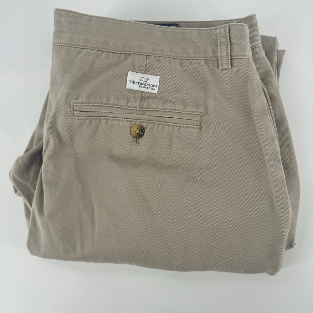 Vineyard Vines Mens 36x30 Club Pants Khaki Tan Cotton Twill Straight Leg Chinos